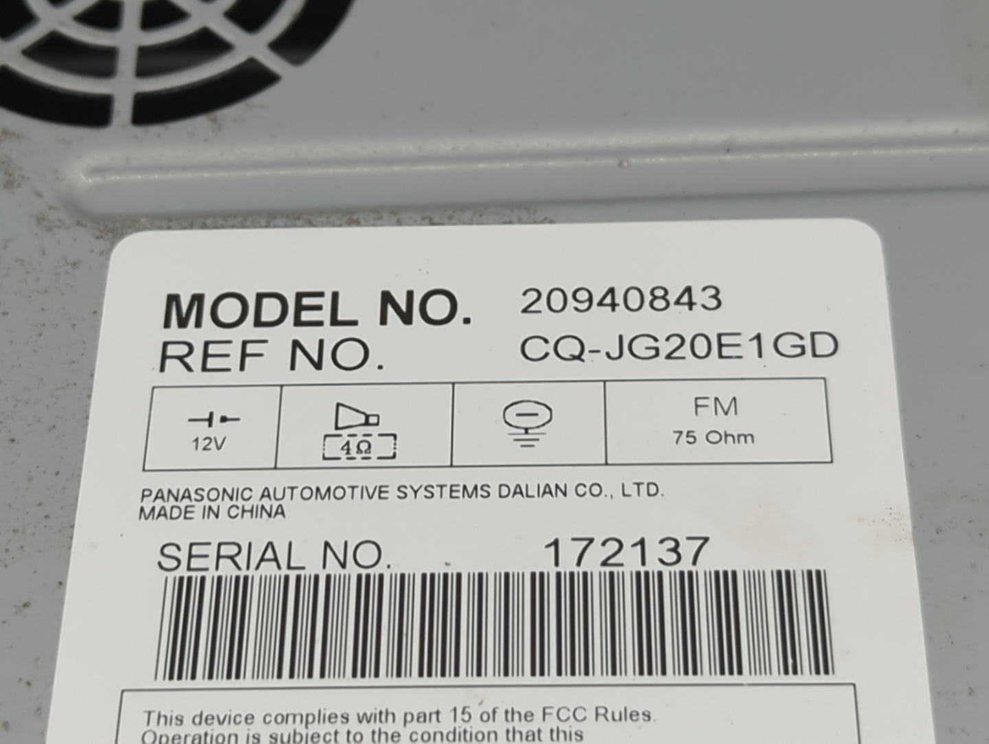 2009-2012 Chevrolet Malibu Radio AM FM Cd Player Receiver Replacement P/N:20940843 CQ-JG20E1GD Fits Fits 2009 2010 2011 2012