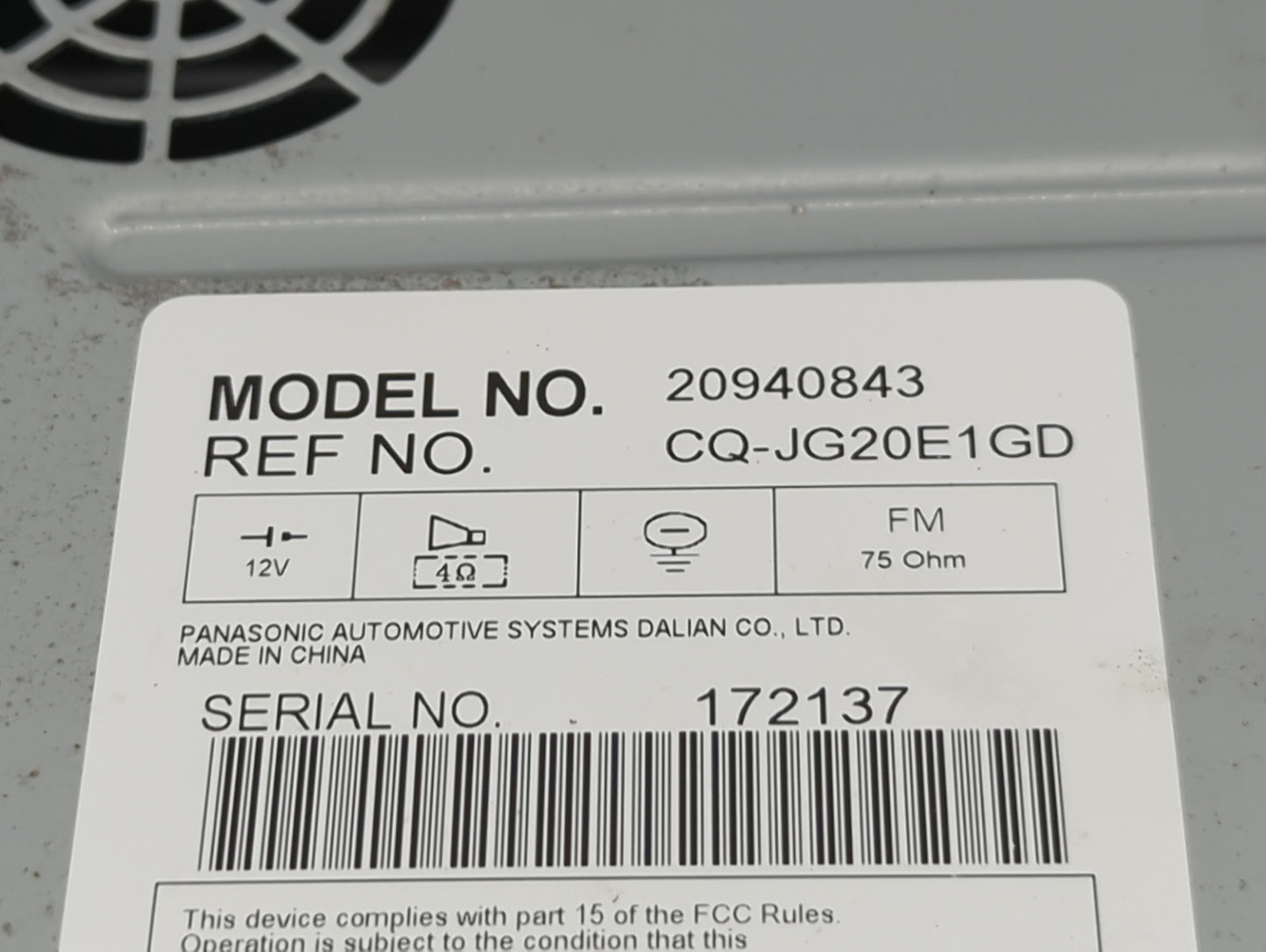 2009-2012 Chevrolet Malibu Radio AM FM Cd Player Receiver Replacement P/N:20940843 CQ-JG20E1GD Fits Fits 2009 2010 2011 2012