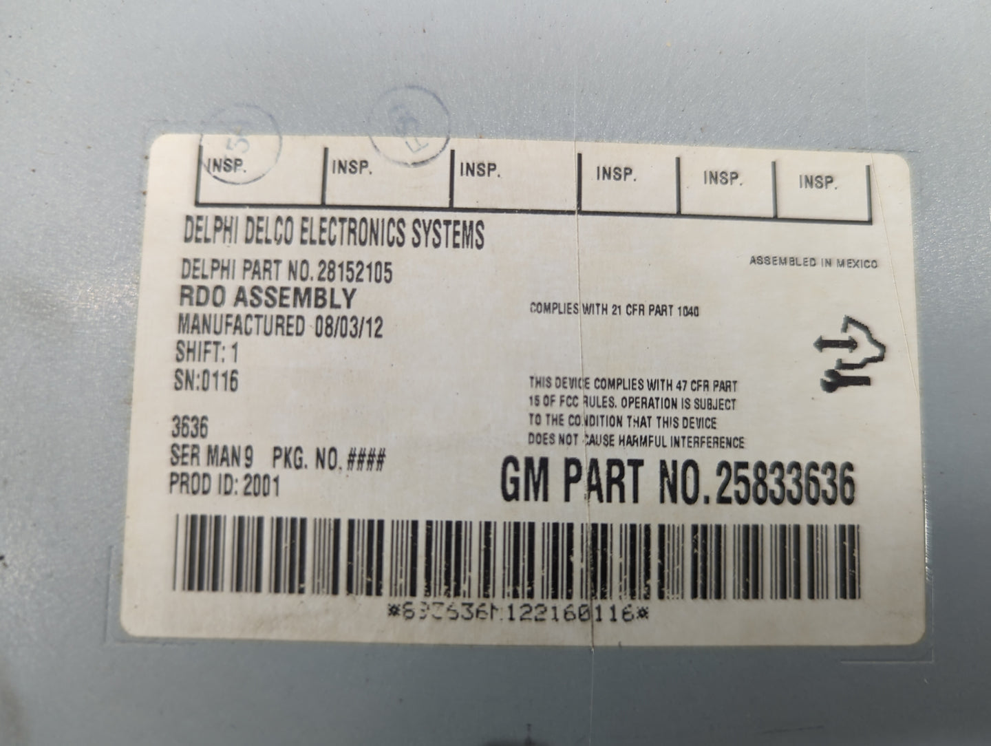 2009-2012 Chevrolet Malibu Radio AM FM Cd Player Receiver Replacement P/N:28152105 25833636 Fits Fits 2009 2010 2011 2012 OE