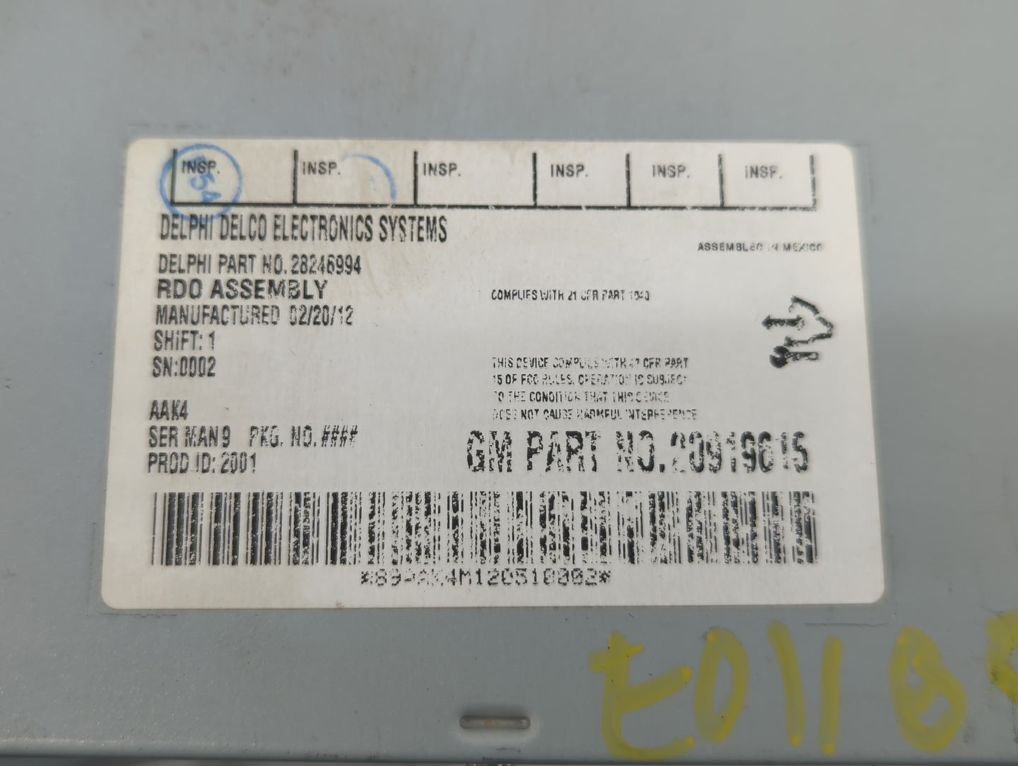 2009-2012 Chevrolet Malibu Radio AM FM Cd Player Receiver Replacement P/N:20919015 Fits Fits 2009 2010 2011 2012 OEM Used Au