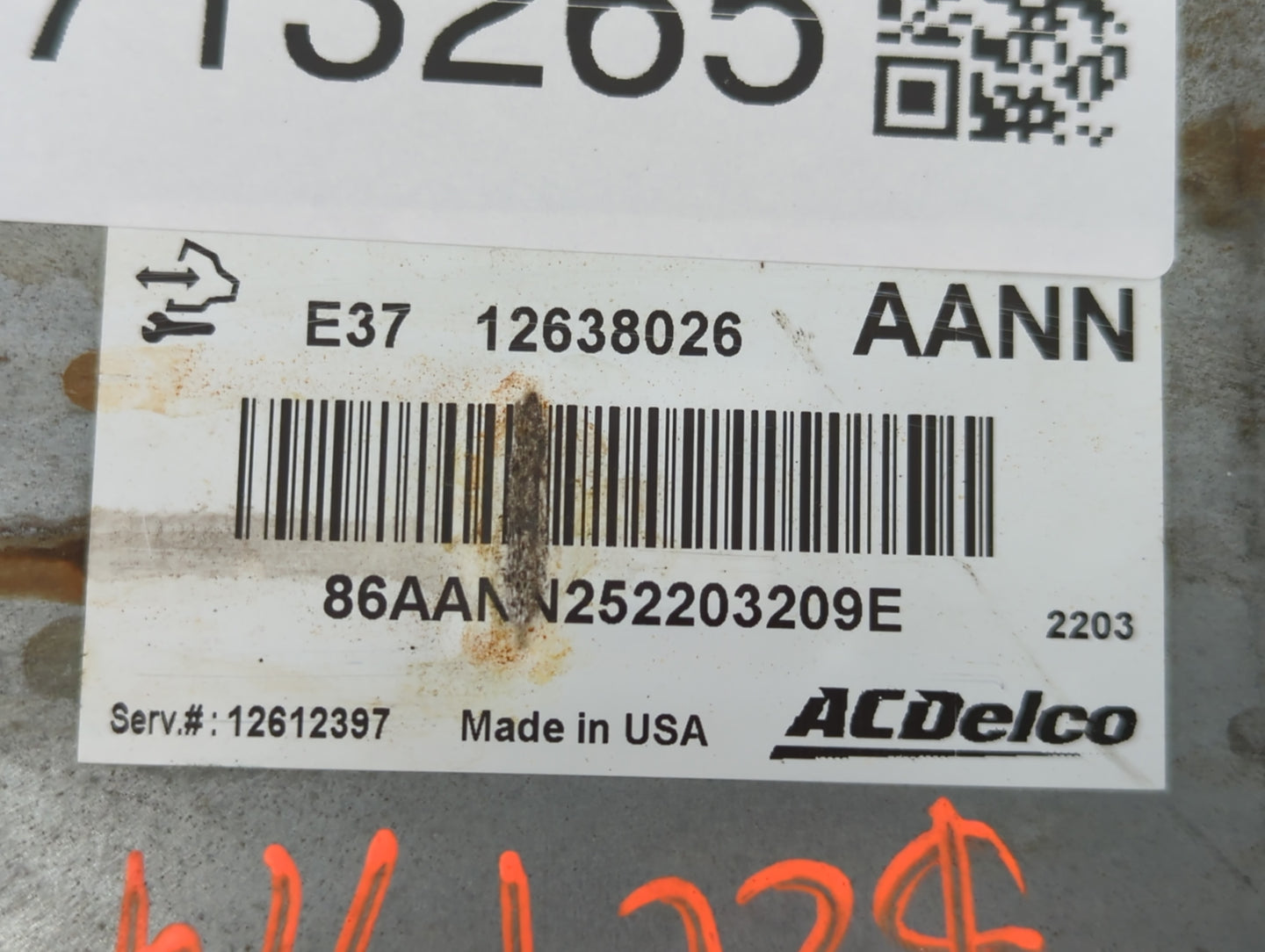 2007-2012 Chevrolet Malibu PCM Engine Control Computer ECU ECM PCU OEM P/N:12638026 Fits Fits 2007 2008 2009 2010 2011 2012 