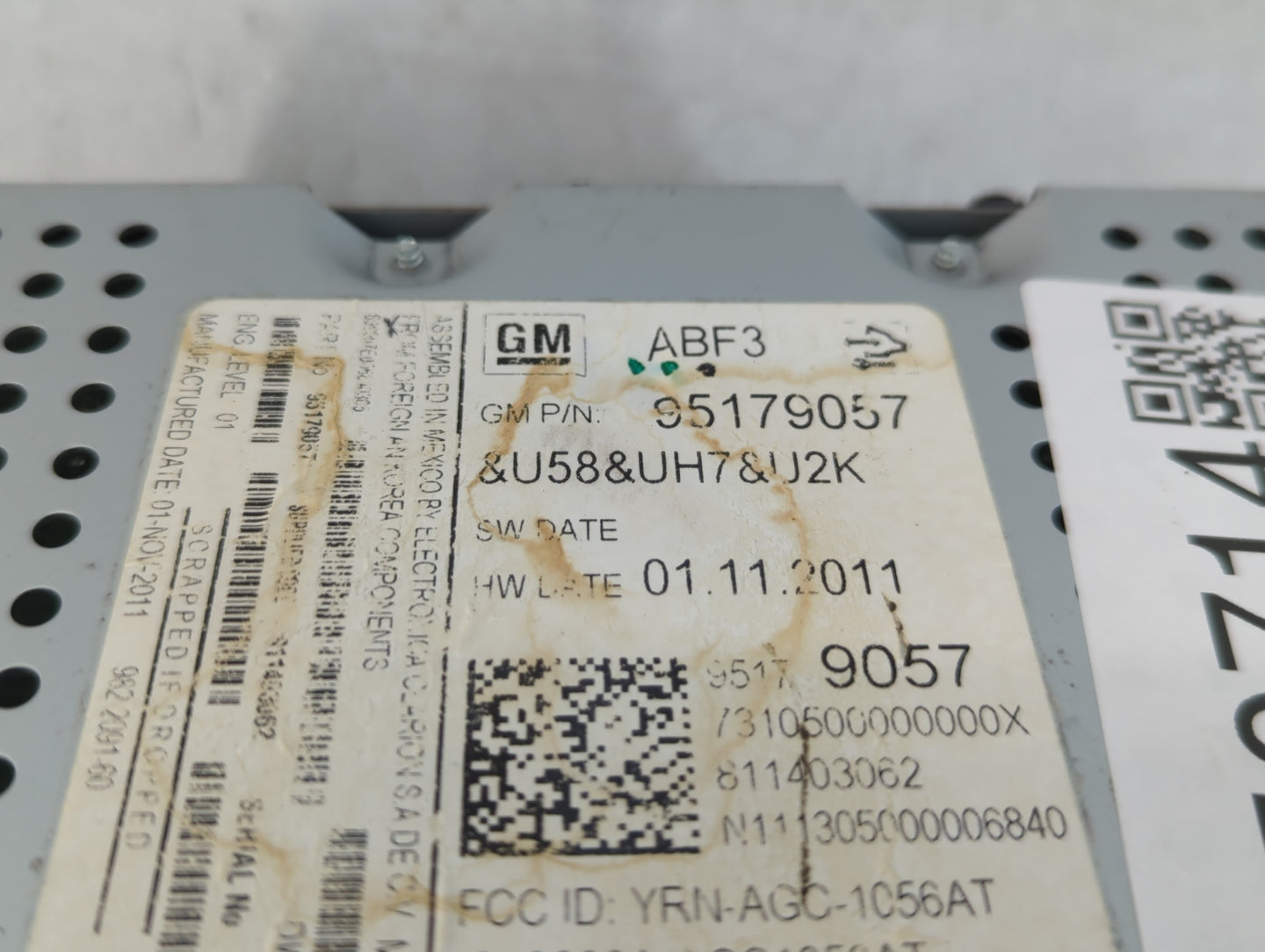 2012 Chevrolet Sonic Radio AM FM Cd Player Receiver Replacement P/N:95179057 Fits OEM Used Auto Parts - Oemusedautoparts1.co
