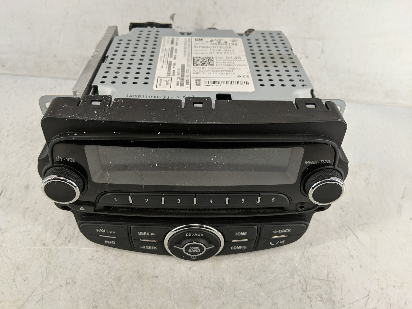 2012 Chevrolet Sonic Radio AM FM Cd Player Receiver Replacement P/N:95909138 Fits OEM Used Auto Parts - Oemusedautoparts1.co
