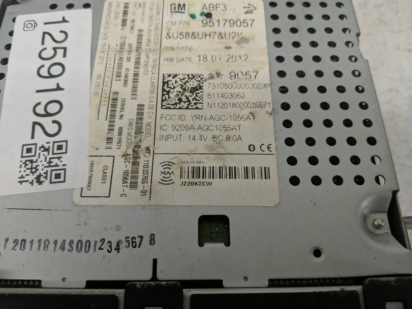 2012 Chevrolet Sonic Radio AM FM Cd Player Receiver Replacement P/N:95179057 Fits OEM Used Auto Parts - Oemusedautoparts1.co