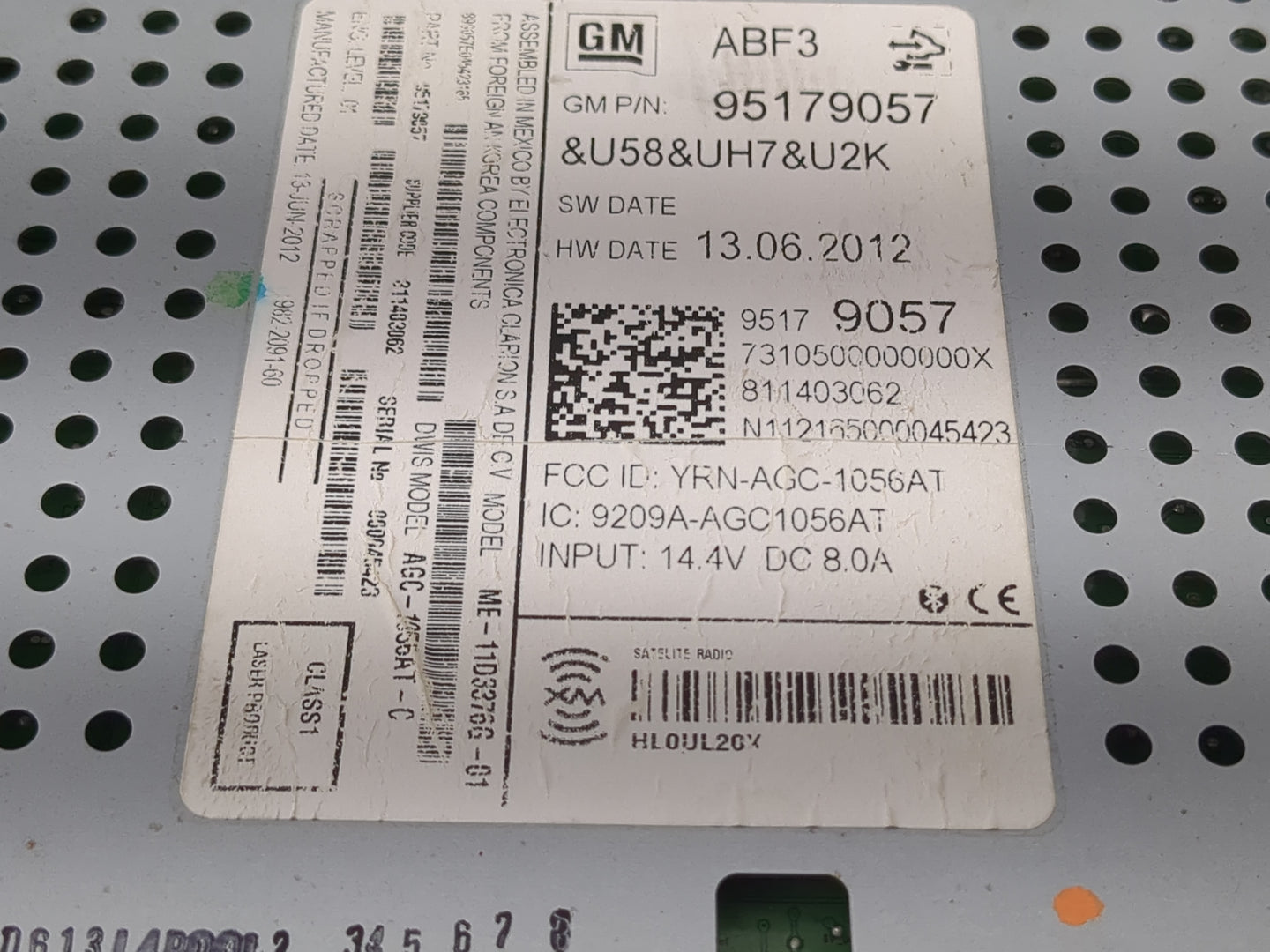 2012 Chevrolet Sonic Radio AM FM Cd Player Receiver Replacement P/N:95179057 Fits OEM Used Auto Parts - Oemusedautoparts1.co