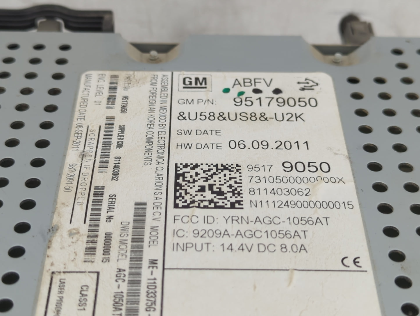 2012 Chevrolet Sonic Radio AM FM Cd Player Receiver Replacement P/N:811403062 95179050 Fits OEM Used Auto Parts - Oemusedaut