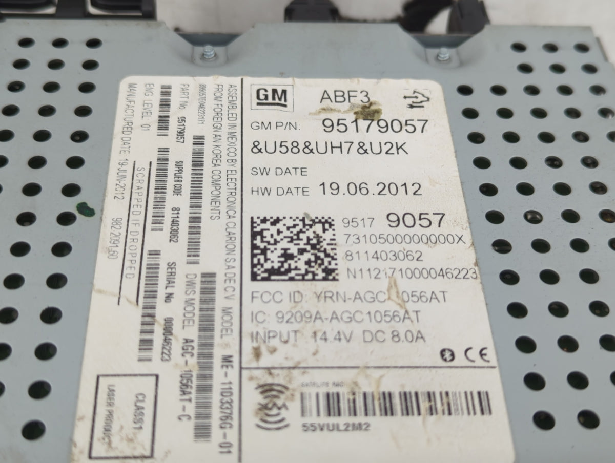 2012 Chevrolet Sonic Radio AM FM Cd Player Receiver Replacement P/N:95179057 95909138 Fits OEM Used Auto Parts - Oemusedauto