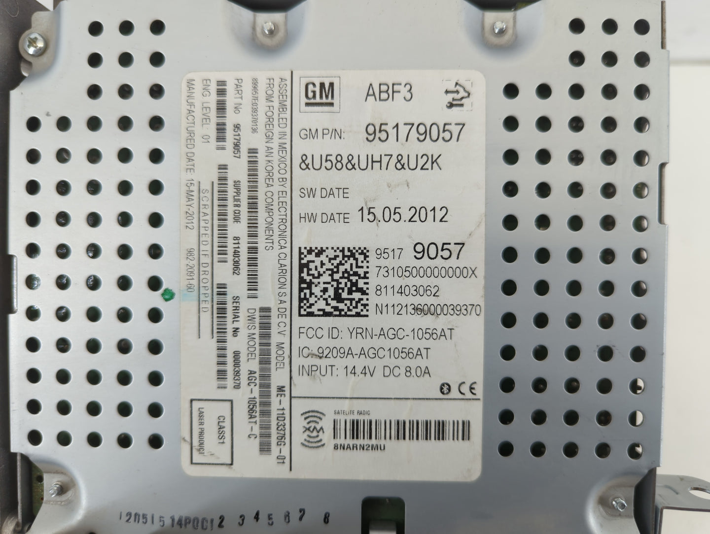2012-2012 Chevrolet Sonic Am Fm Cd Player Radio Receiver - Oemusedautoparts1.com