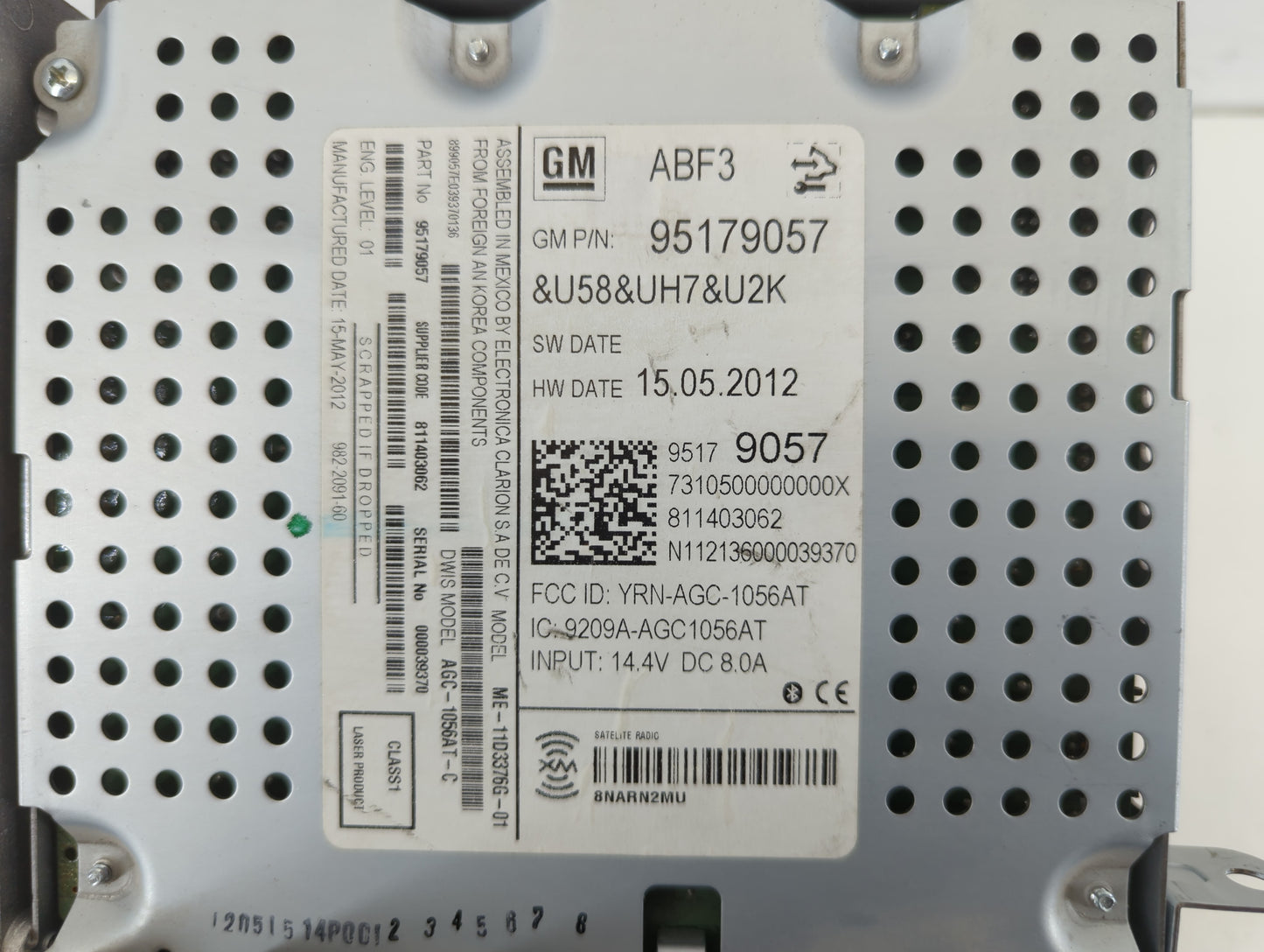 2012-2012 Chevrolet Sonic Am Fm Cd Player Radio Receiver - Oemusedautoparts1.com