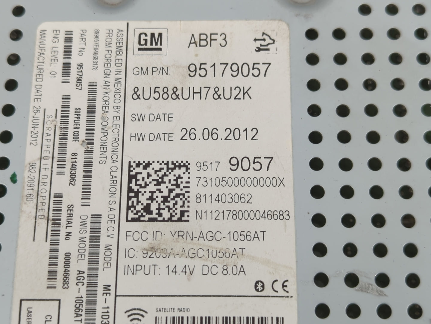 2012-2012 Chevrolet Sonic Am Fm Cd Player Radio Receiver - Oemusedautoparts1.com