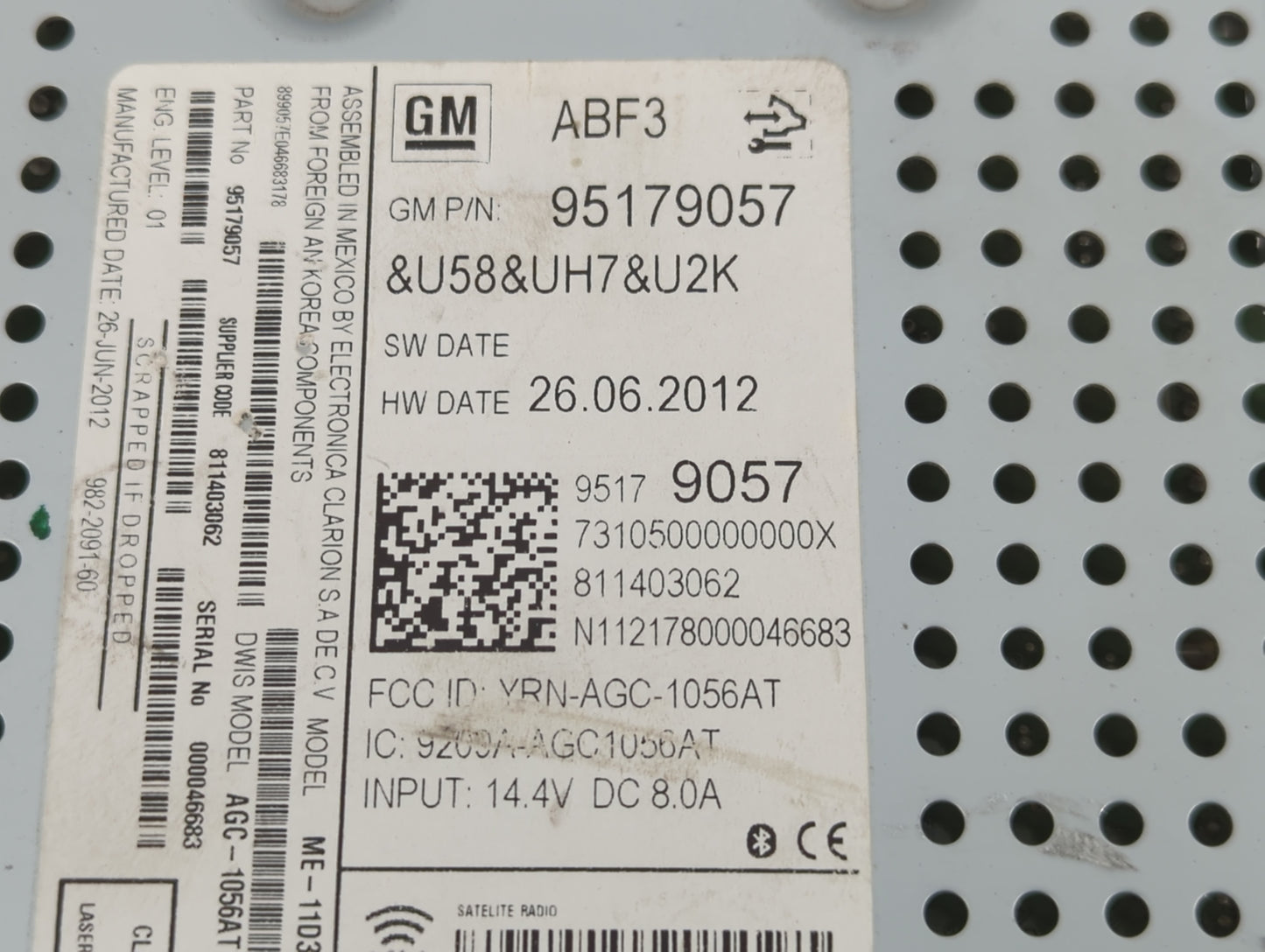 2012-2012 Chevrolet Sonic Am Fm Cd Player Radio Receiver - Oemusedautoparts1.com