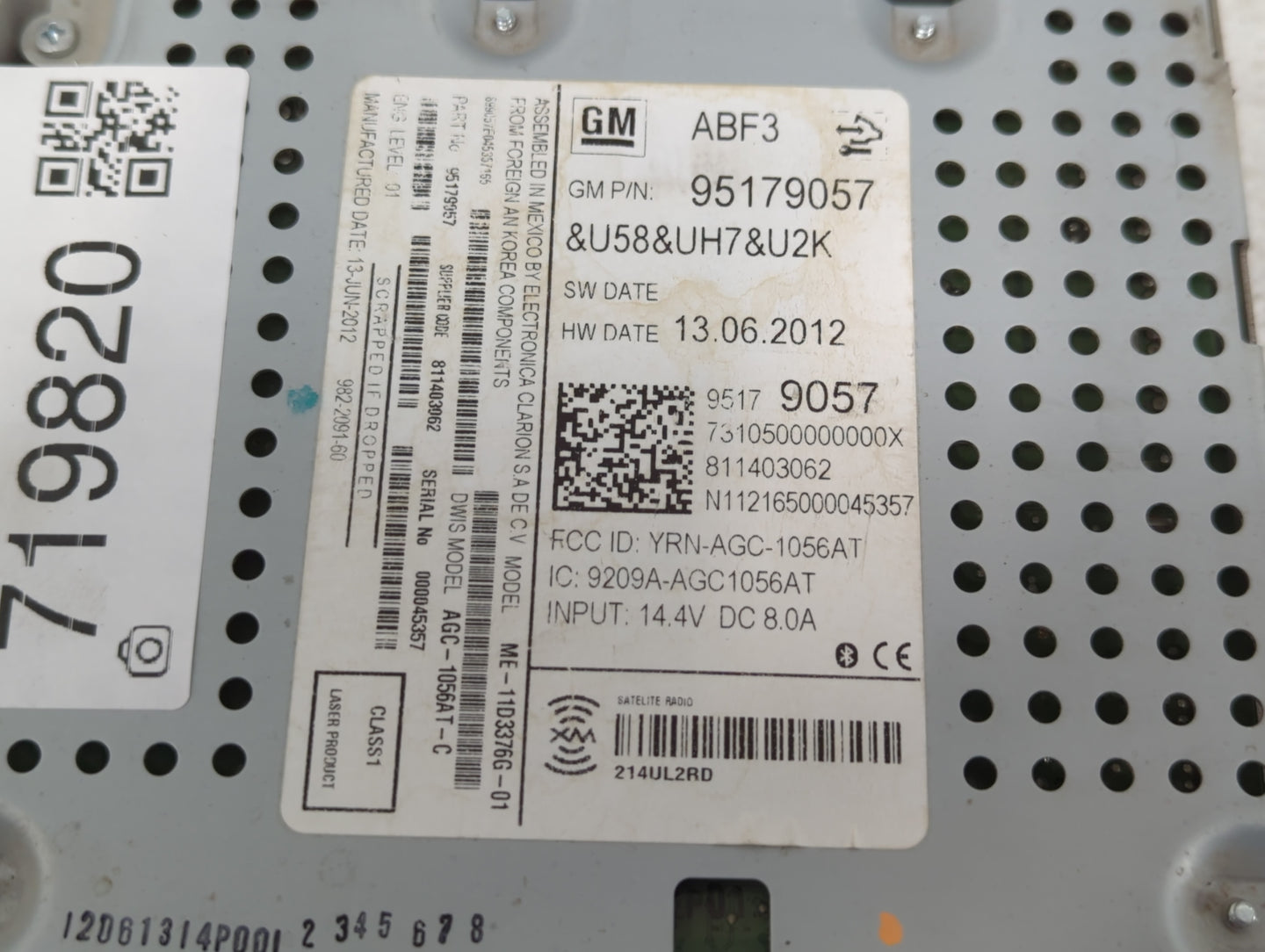 2012-2012 Chevrolet Sonic Am Fm Cd Player Radio Receiver - Oemusedautoparts1.com