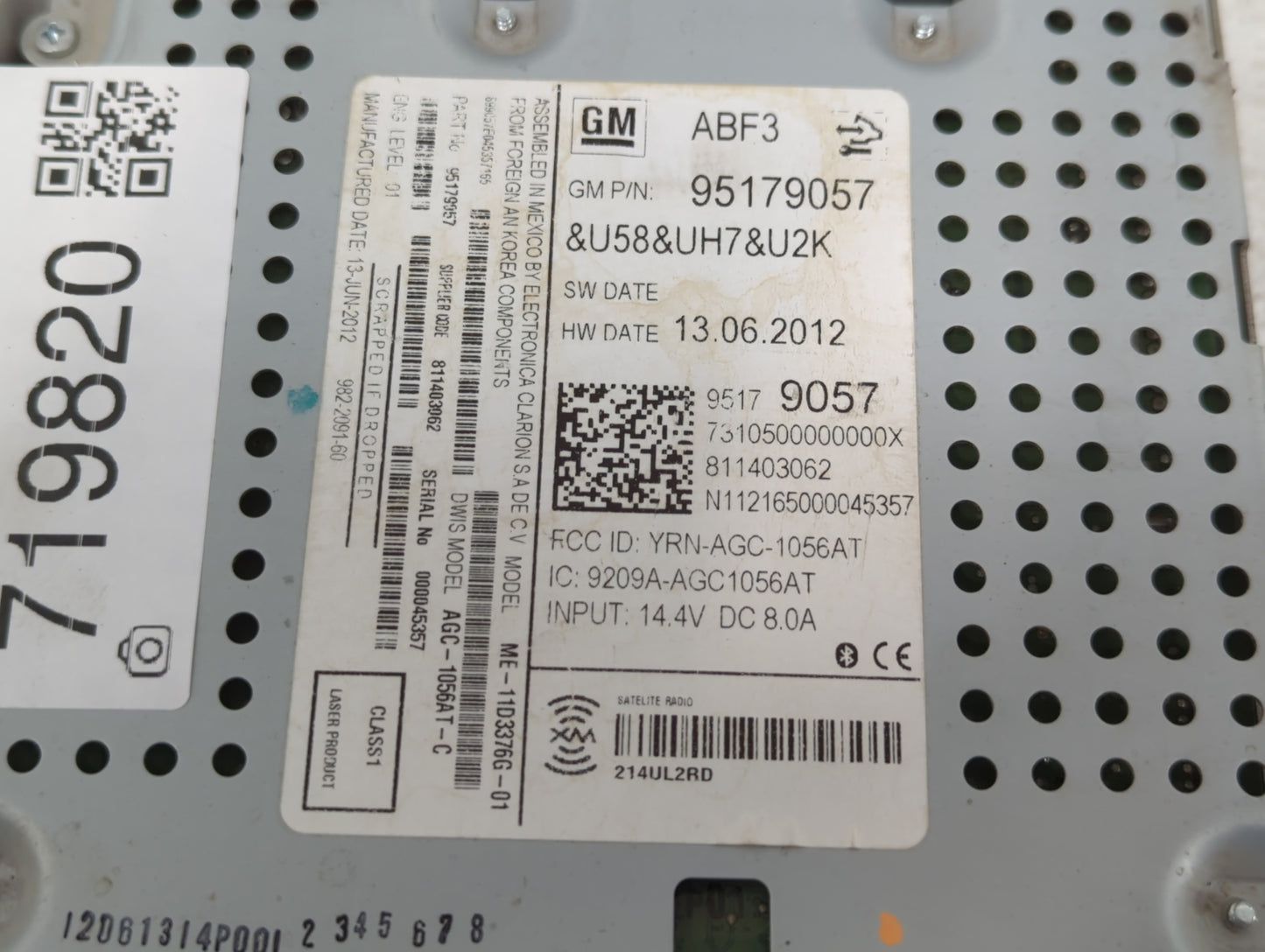 2012-2012 Chevrolet Sonic Am Fm Cd Player Radio Receiver - Oemusedautoparts1.com