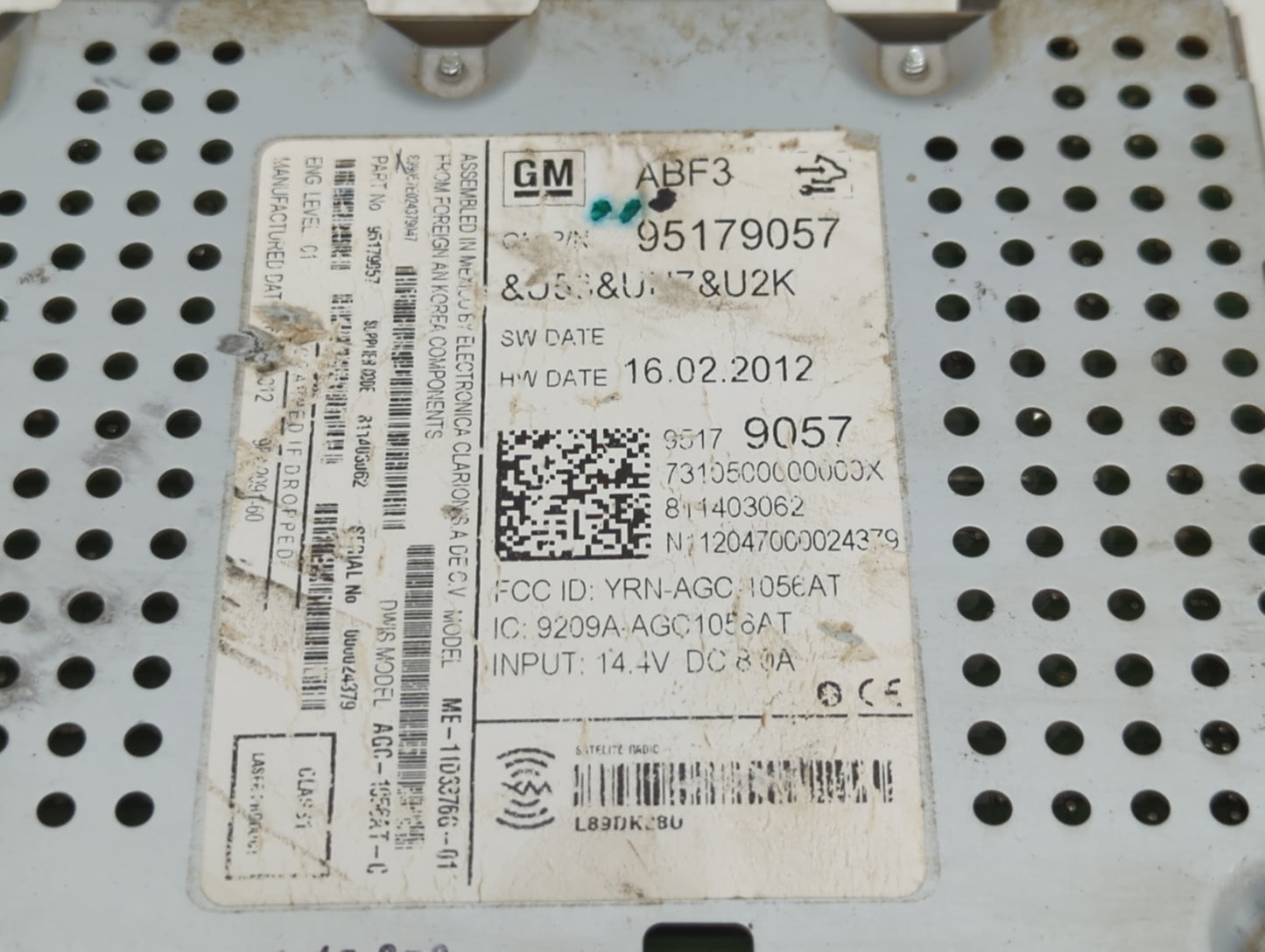 2012-2012 Chevrolet Sonic Am Fm Cd Player Radio Receiver - Oemusedautoparts1.com