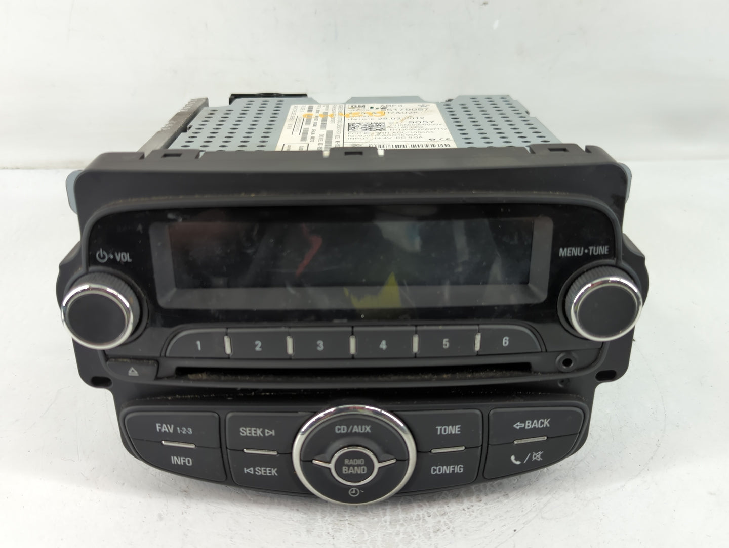2012 Chevrolet Sonic Radio AM FM Cd Player Receiver Replacement P/N:95179057 Fits OEM Used Auto Parts - Oemusedautoparts1.co