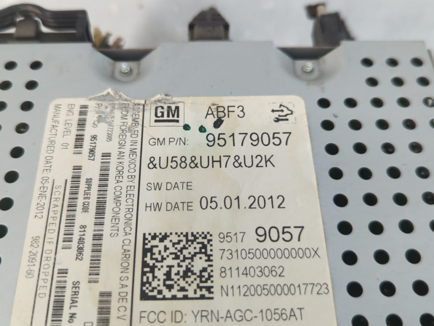2012 Chevrolet Sonic Radio AM FM Cd Player Receiver Replacement P/N:95179057 Fits OEM Used Auto Parts - Oemusedautoparts1.co