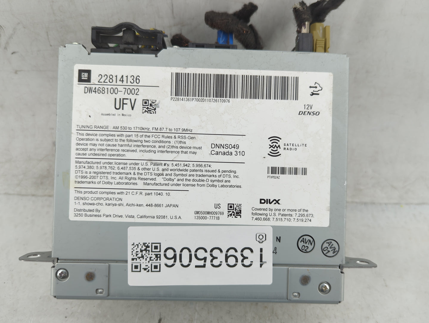 2012 Chevrolet Volt Radio AM FM Cd Player Receiver Replacement P/N:22814136 Fits OEM Used Auto Parts - Oemusedautoparts1.com