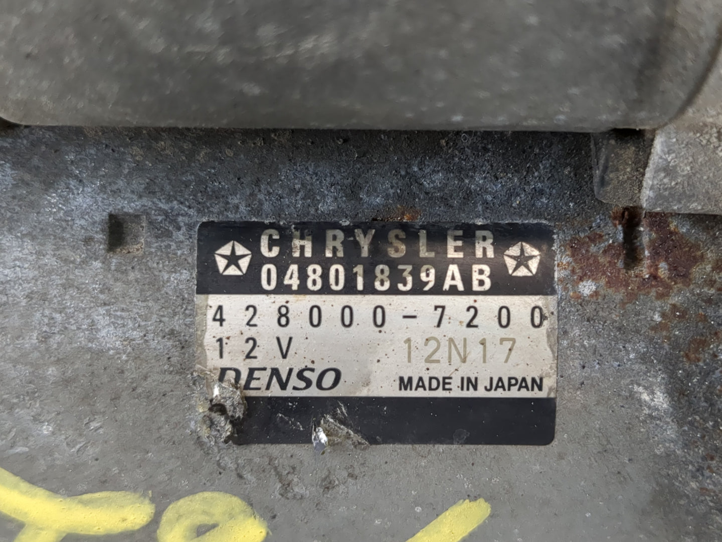 2011-2014 Chrysler 200 Car Starter Motor Solenoid OEM P/N:428000-7200 Fits Fits 2011 2012 2013 2014 OEM Used Auto Parts - Oe