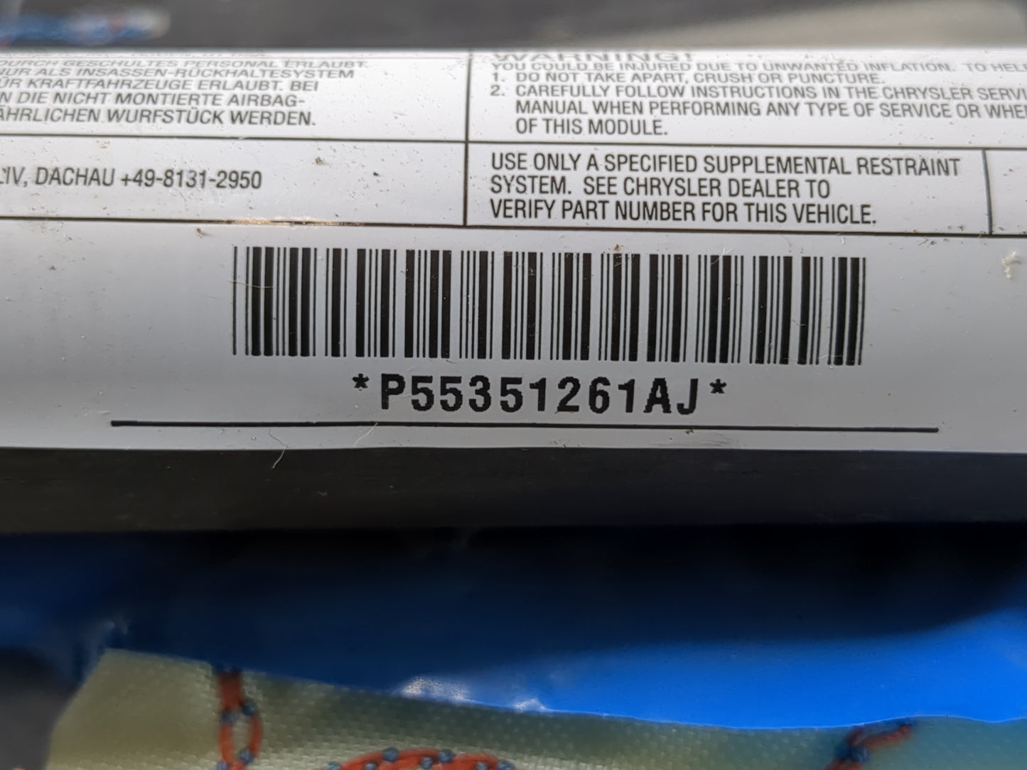 2011-2014 Chrysler 200 Passenger Curtain Air Bag Oem - Oemusedautoparts1.com