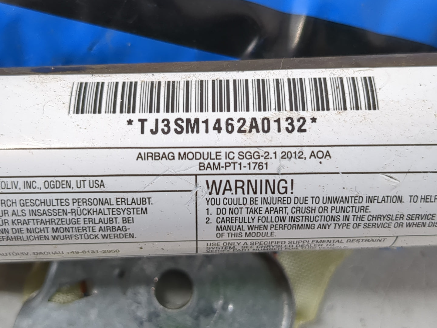 2011-2014 Chrysler 200 Passenger Curtain Air Bag Oem - Oemusedautoparts1.com