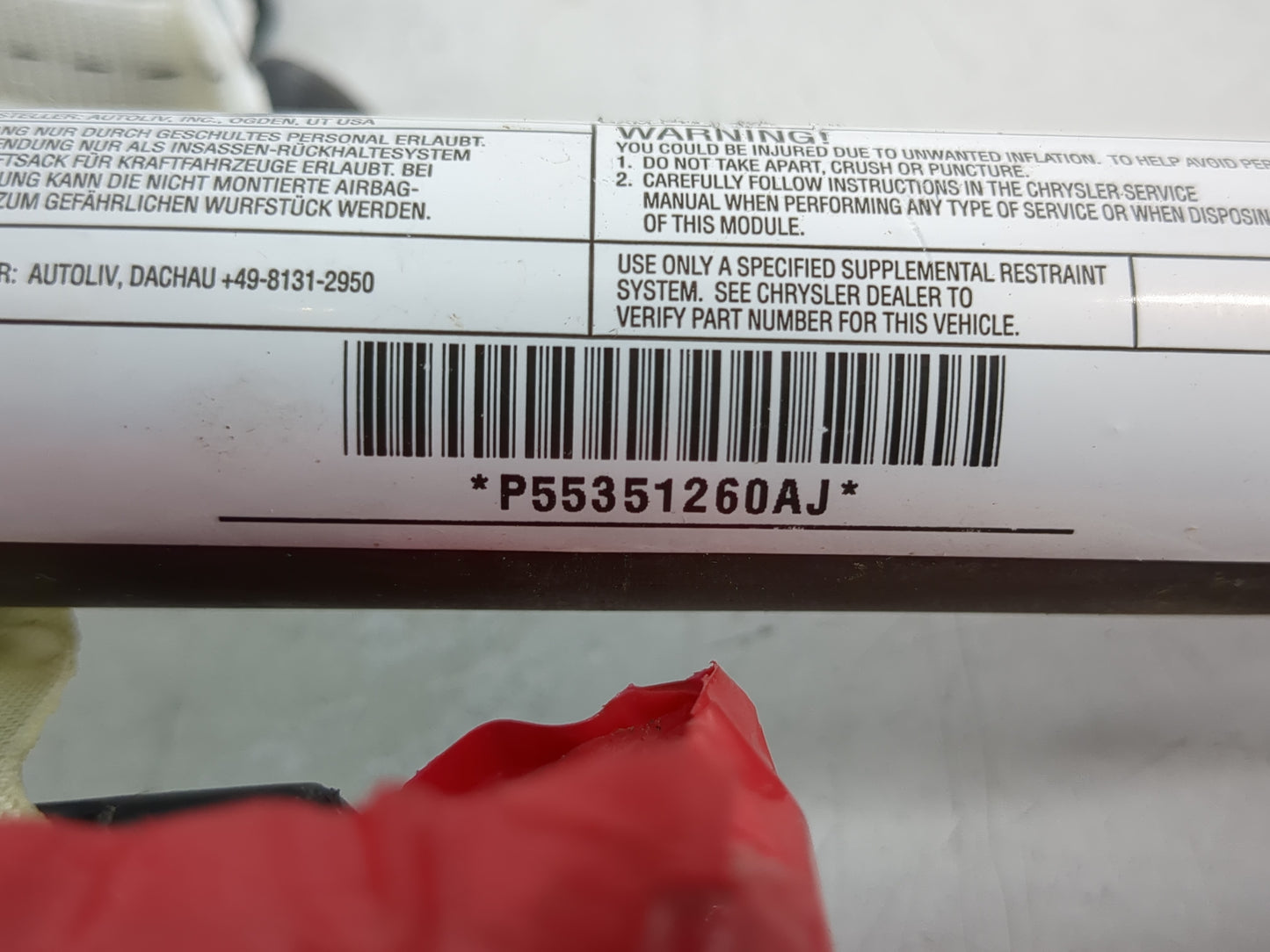 2011-2014 Chrysler 200 Passenger Curtain Air Bag Oem - Oemusedautoparts1.com