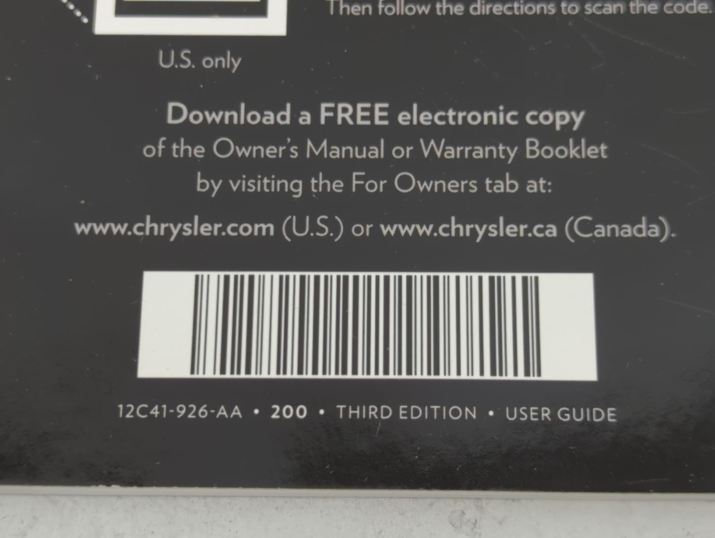 2012 Chrysler 200 Owners Manual Book Guide P/N:12C41-926-AA OEM Used Auto Parts - Oemusedautoparts1.com