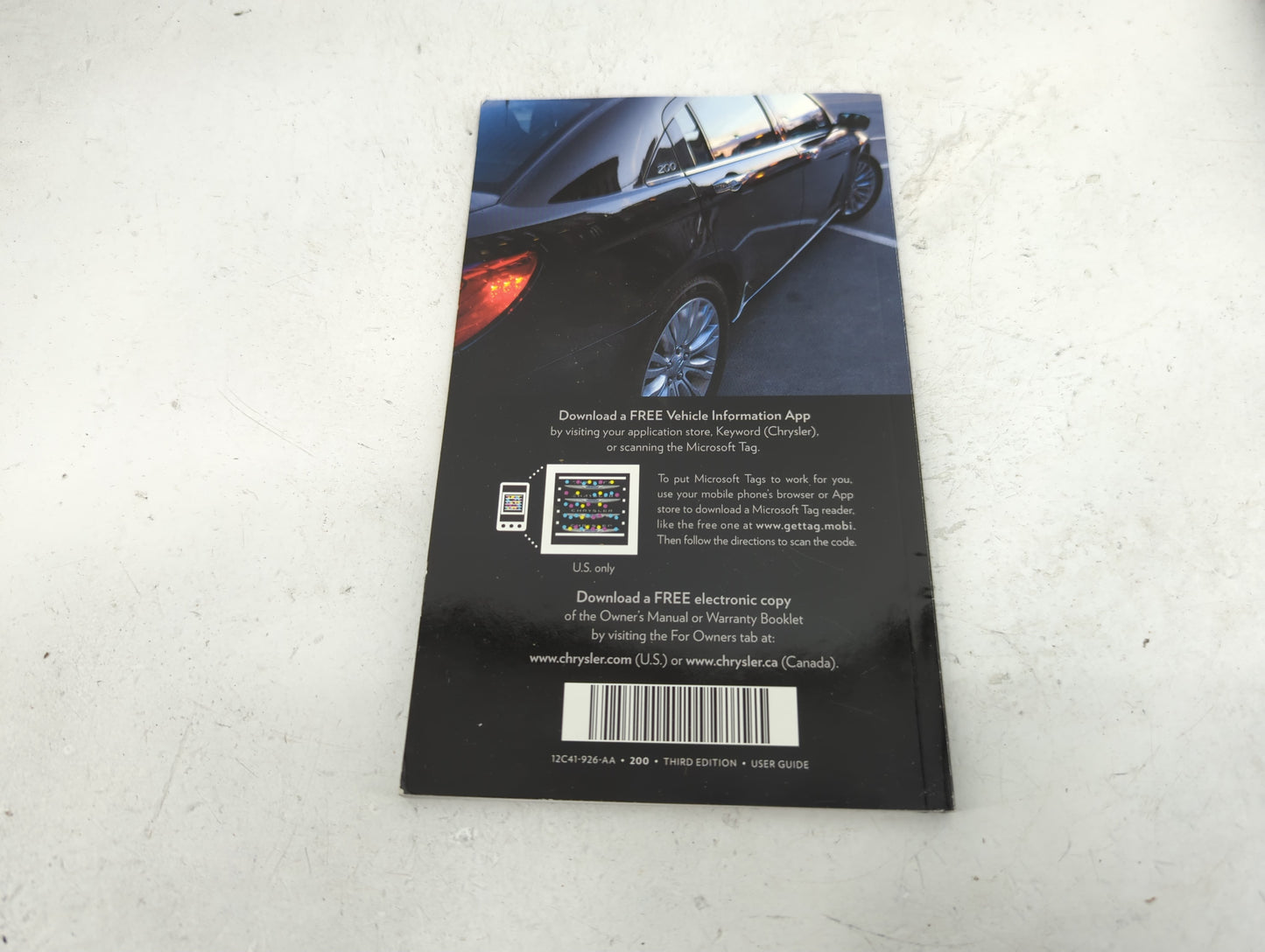 2012 Chrysler 200 Owners Manual Book Guide P/N:12C41-926-AA OEM Used Auto Parts - Oemusedautoparts1.com