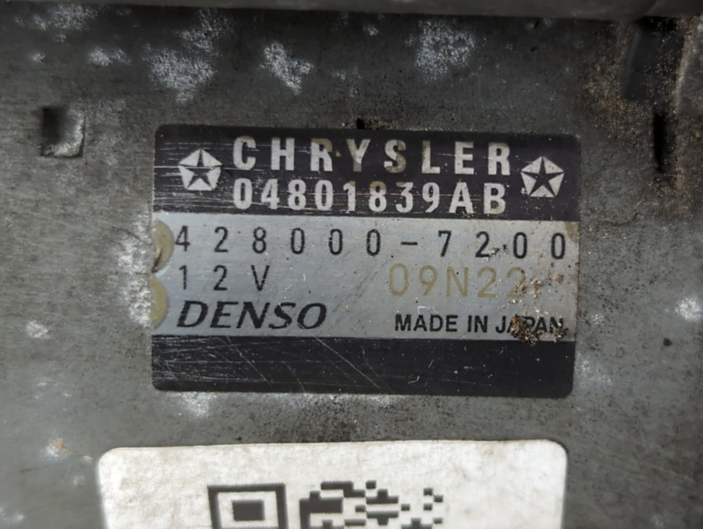 2011-2014 Chrysler 200 Car Starter Motor Solenoid OEM P/N:04801839AB Fits Fits 2011 2012 2013 2014 OEM Used Auto Parts - Oem