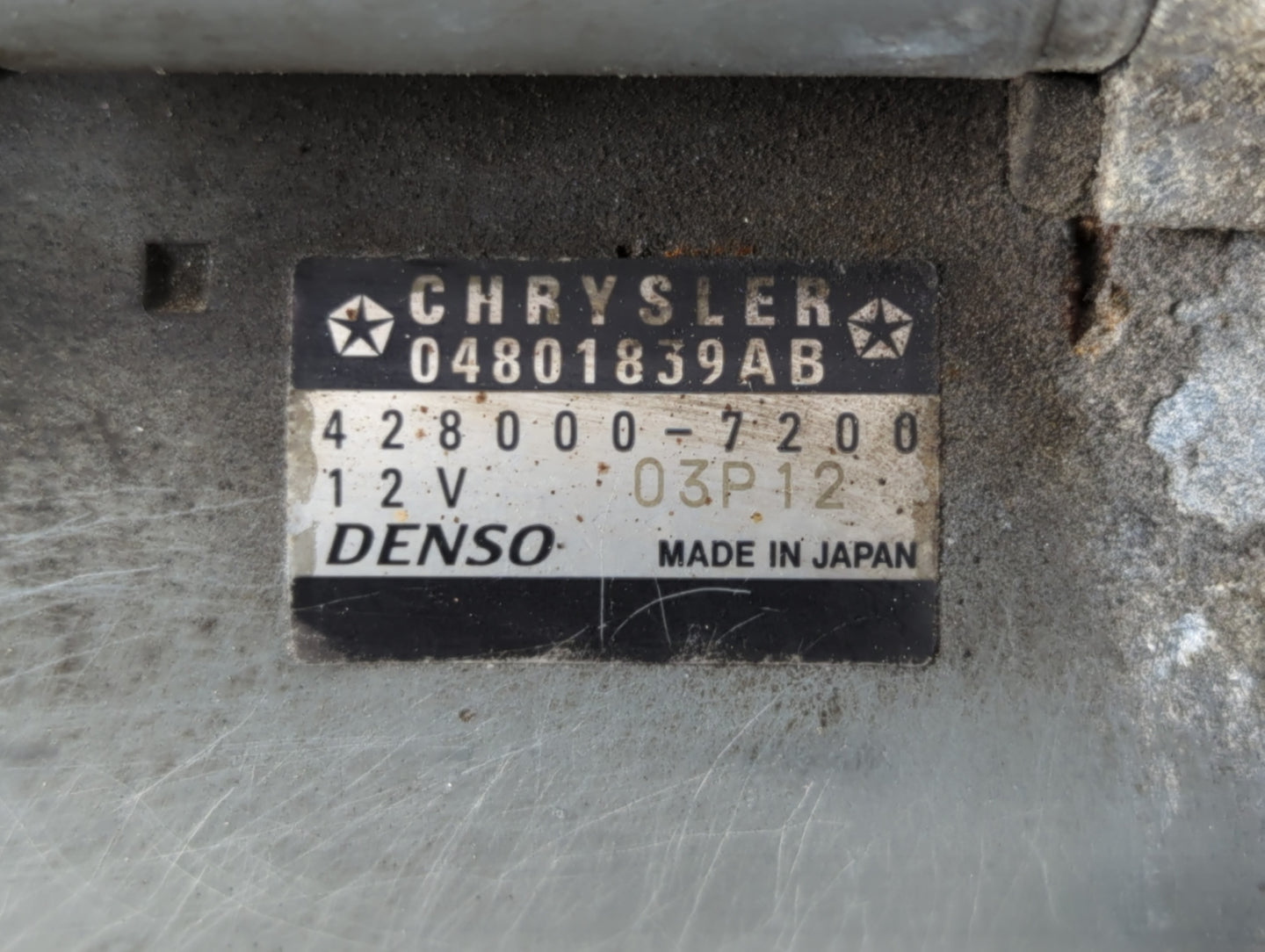 2011-2014 Chrysler 200 Car Starter Motor Solenoid OEM P/N:428000-7200 04801839AB Fits Fits 2011 2012 2013 2014 OEM Used Auto