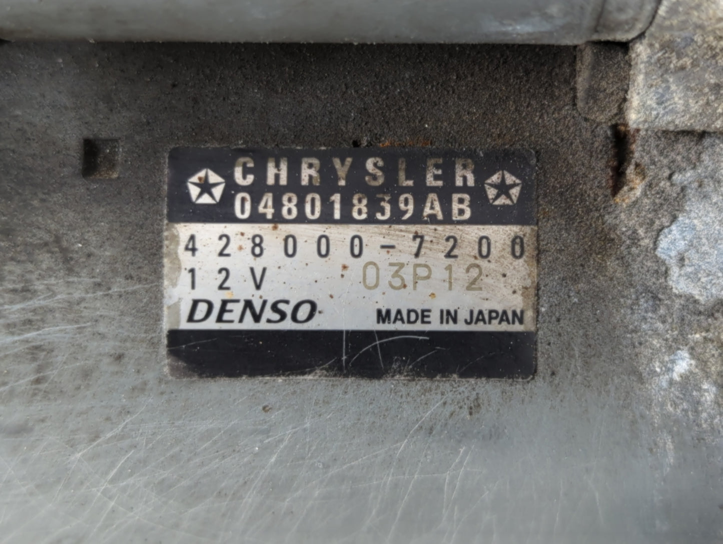 2011-2014 Chrysler 200 Car Starter Motor Solenoid OEM P/N:428000-7200 04801839AB Fits Fits 2011 2012 2013 2014 OEM Used Auto