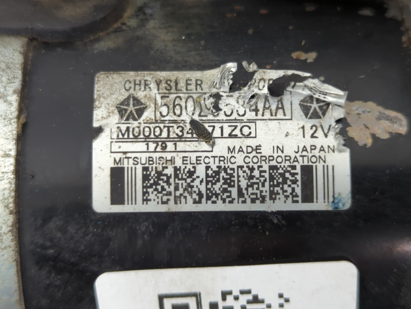 2012 Chrysler 200 Car Starter Motor Solenoid OEM P/N:M000T34071ZC 56029584AA Fits OEM Used Auto Parts - Oemusedautoparts1.co