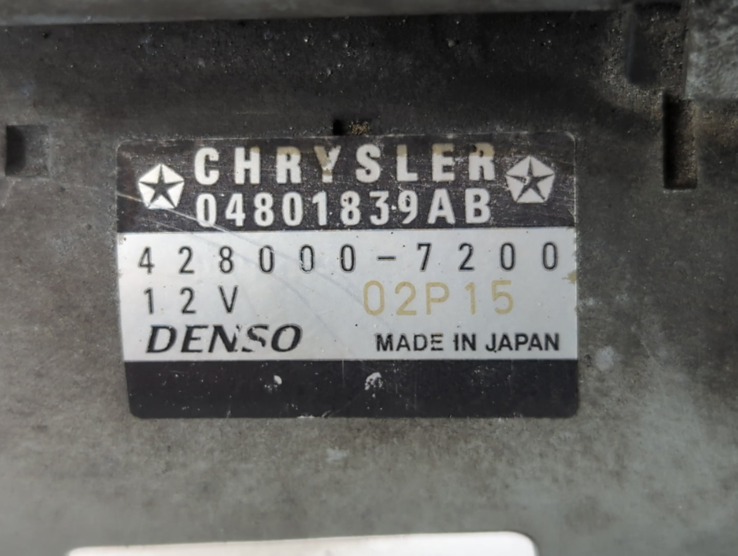 2011-2014 Chrysler 200 Car Starter Motor Solenoid OEM P/N:428000-7200 Fits Fits 2011 2012 2013 2014 OEM Used Auto Parts - Oe