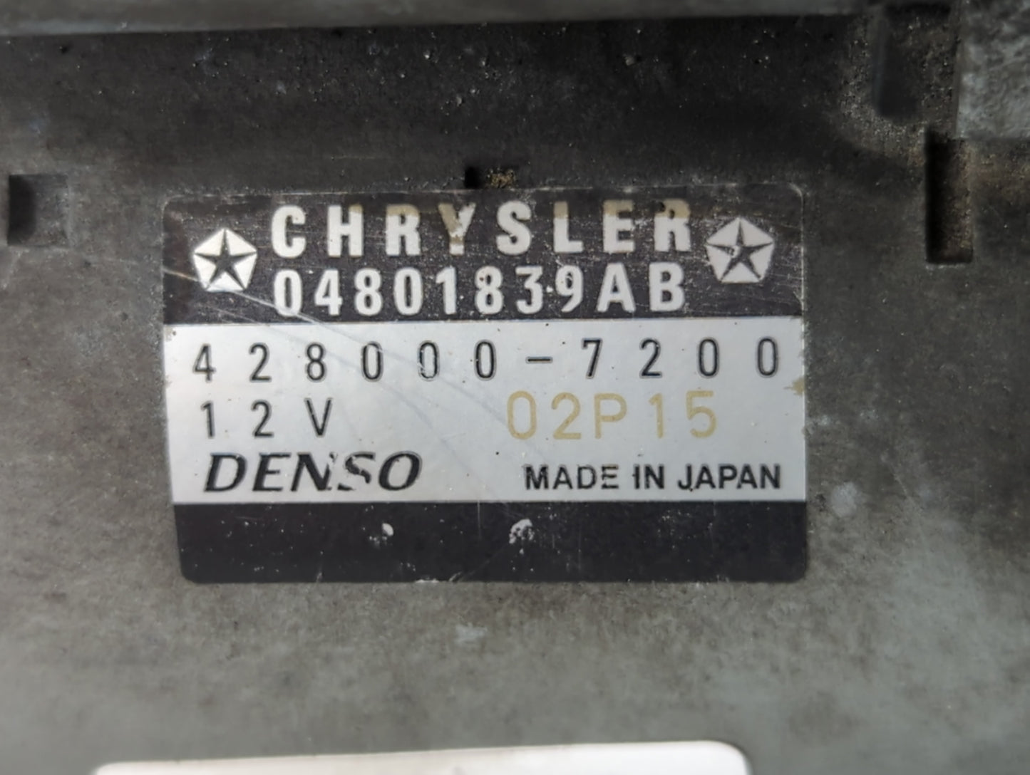2011-2014 Chrysler 200 Car Starter Motor Solenoid OEM P/N:428000-7200 Fits Fits 2011 2012 2013 2014 OEM Used Auto Parts - Oe