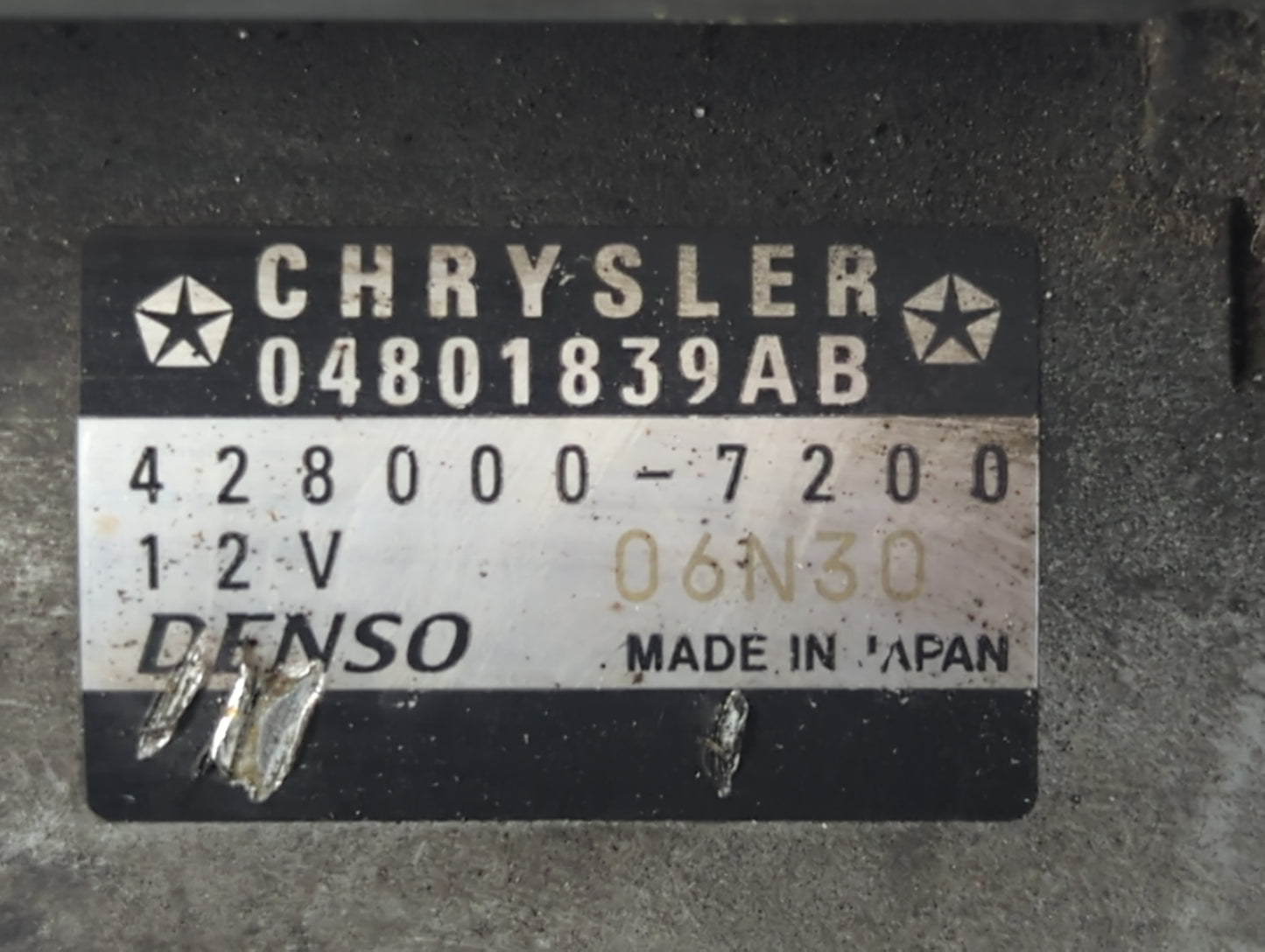 2011-2014 Chrysler 200 Car Starter Motor Solenoid OEM P/N:428000-7200 04801839AB Fits Fits 2011 2012 2013 2014 OEM Used Auto