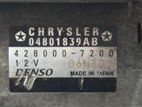 2011-2014 Chrysler 200 Car Starter Motor Solenoid OEM P/N:428000-7200 04801839AB Fits Fits 2011 2012 2013 2014 OEM Used Auto