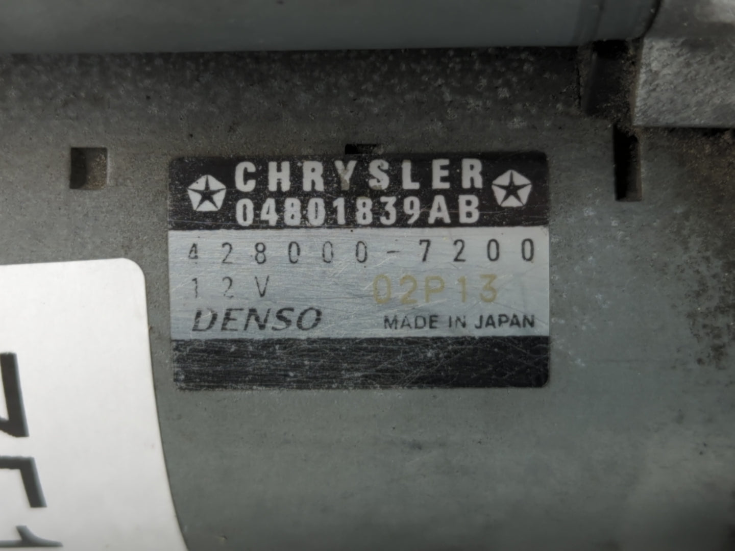 2011-2014 Chrysler 200 Car Starter Motor Solenoid OEM P/N:04801839AB 428000-7200 Fits Fits 2011 2012 2013 2014 OEM Used Auto