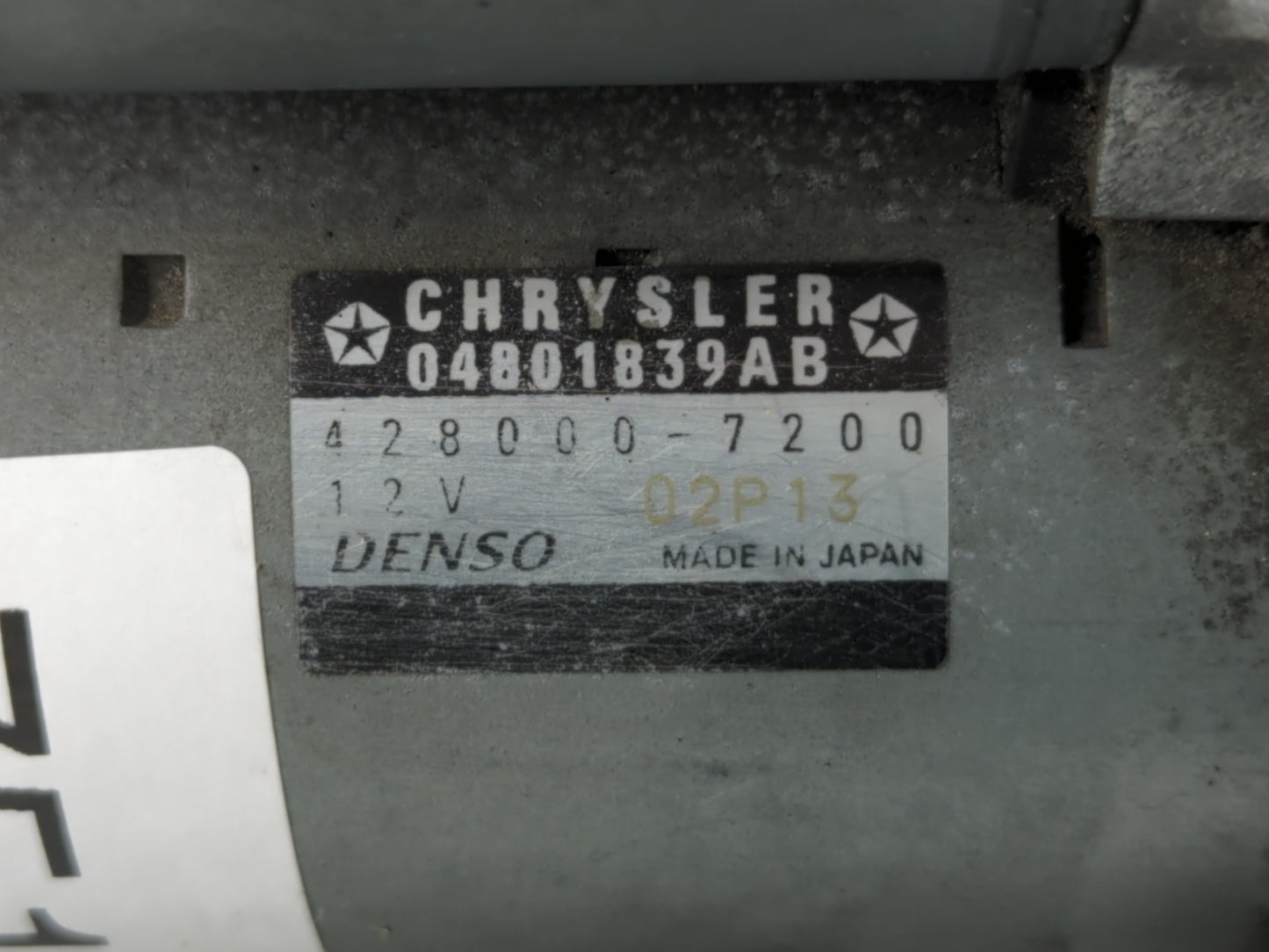 2011-2014 Chrysler 200 Car Starter Motor Solenoid OEM P/N:04801839AB 428000-7200 Fits Fits 2011 2012 2013 2014 OEM Used Auto