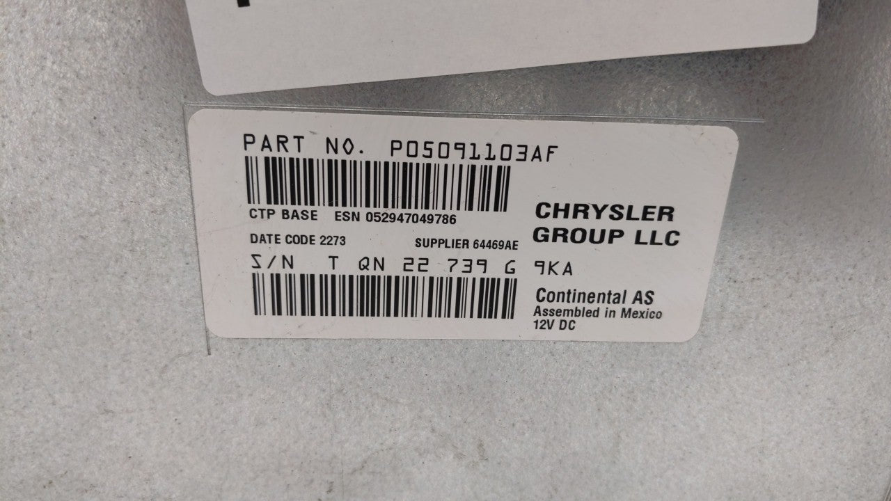 2012-2013 Chrysler 300 Radio AM FM Cd Player Receiver Replacement P/N:P05091103AB P05091103AF Fits Fits 2012 2013 OEM Used A
