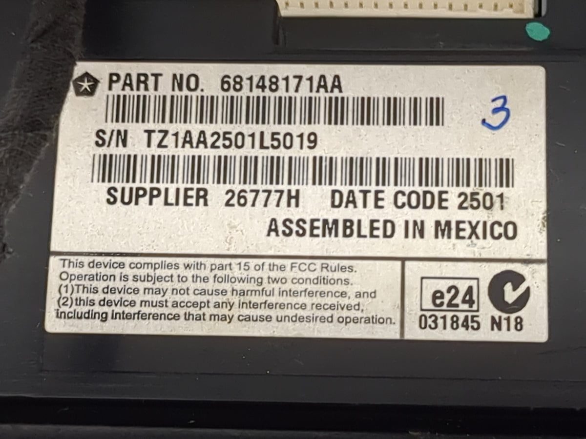 2011-2012 Chrysler 300 Climate Control Module Temperature AC/Heater Replacement P/N:68148171AA TZ1AA2501L5019 Fits Fits 2011