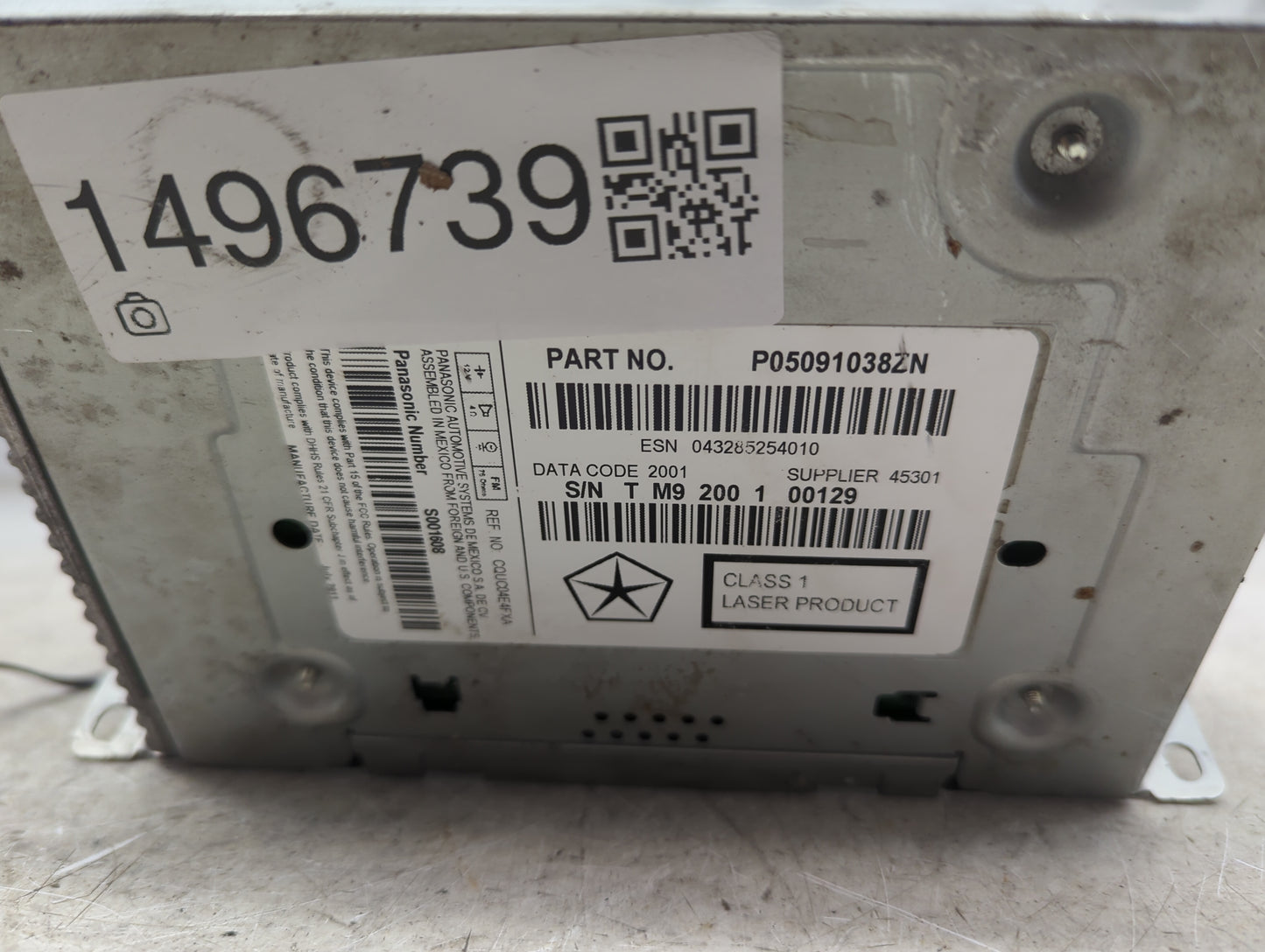 2012 Chrysler 300 Radio AM FM Cd Player Receiver Replacement P/N:P05091038ZN CQ0JC0M6FKA Fits OEM Used Auto Parts - Oemuseda