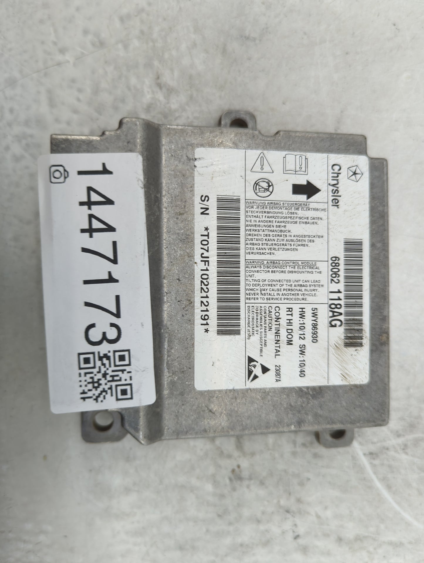 2012 Town And Country Safety Restraint Srs Airbag Control Module - Oemusedautoparts1.com