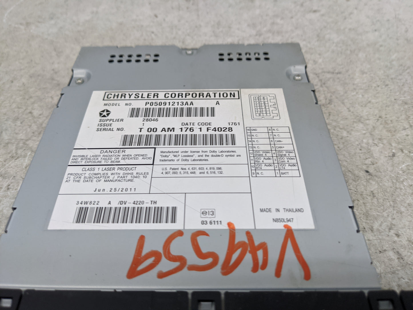 Chrysler Town And Country Radio Speaker Amplifier P05091213aa - Oemusedautoparts1.com
