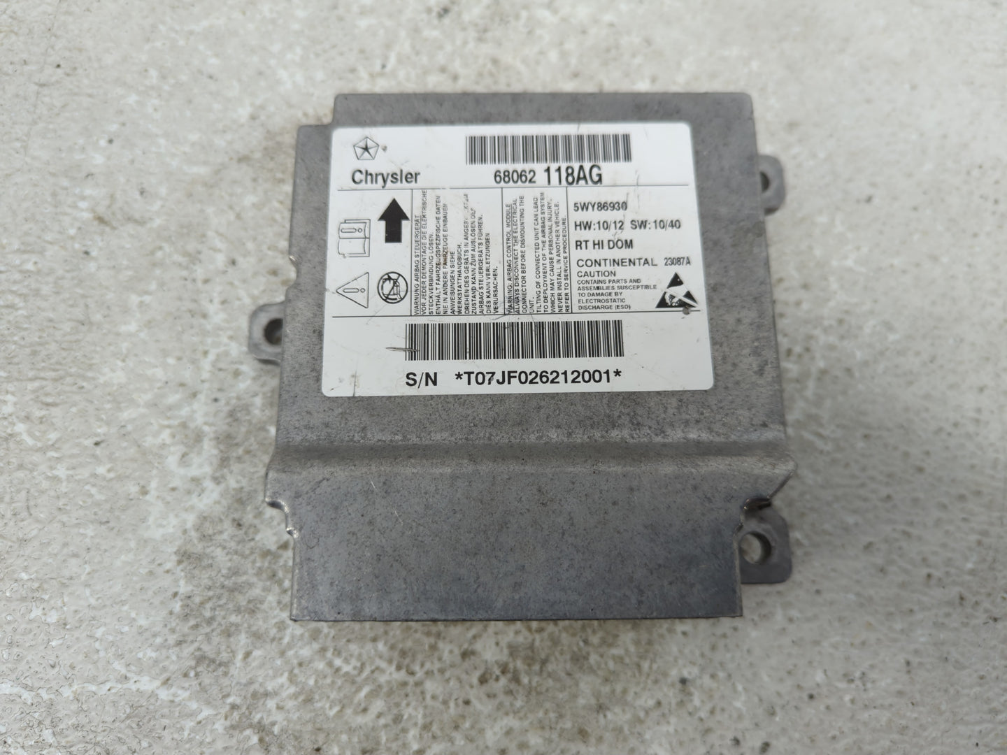 2012 Chrysler Town & Country PCM Engine Control Computer ECU ECM PCU OEM P/N:68062118AG Fits OEM Used Auto Parts - Oemusedau