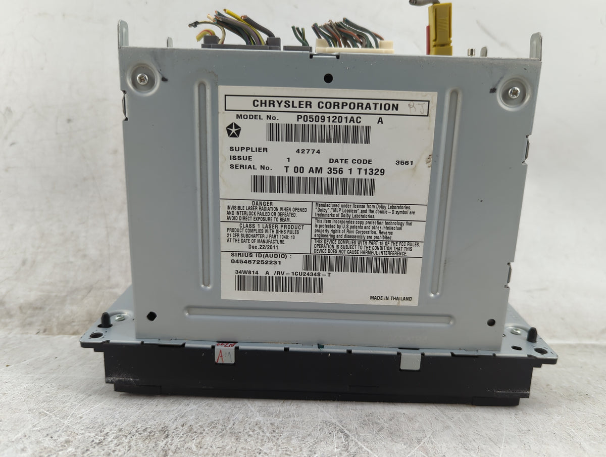 2012-2016 Chrysler Town & Country Radio AM FM Cd Player Receiver Replacement P/N:P05091201AC Fits OEM Used Auto Parts - Oemu