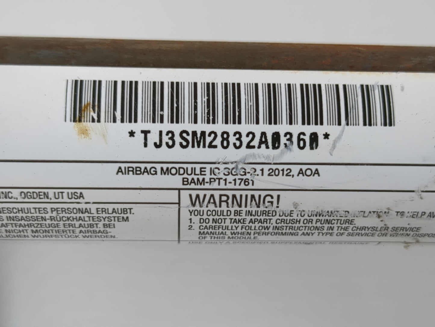 2011-2014 Dodge Avenger Passenger Curtain Air Bag Oem - Oemusedautoparts1.com