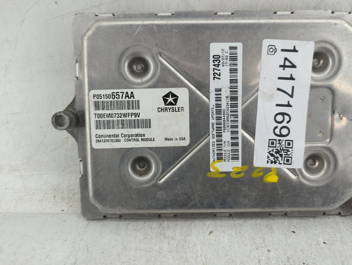 2012 Dodge Avenger PCM Engine Control Computer ECU ECM PCU OEM P/N:P05150657AA Fits OEM Used Auto Parts - Oemusedautoparts1.