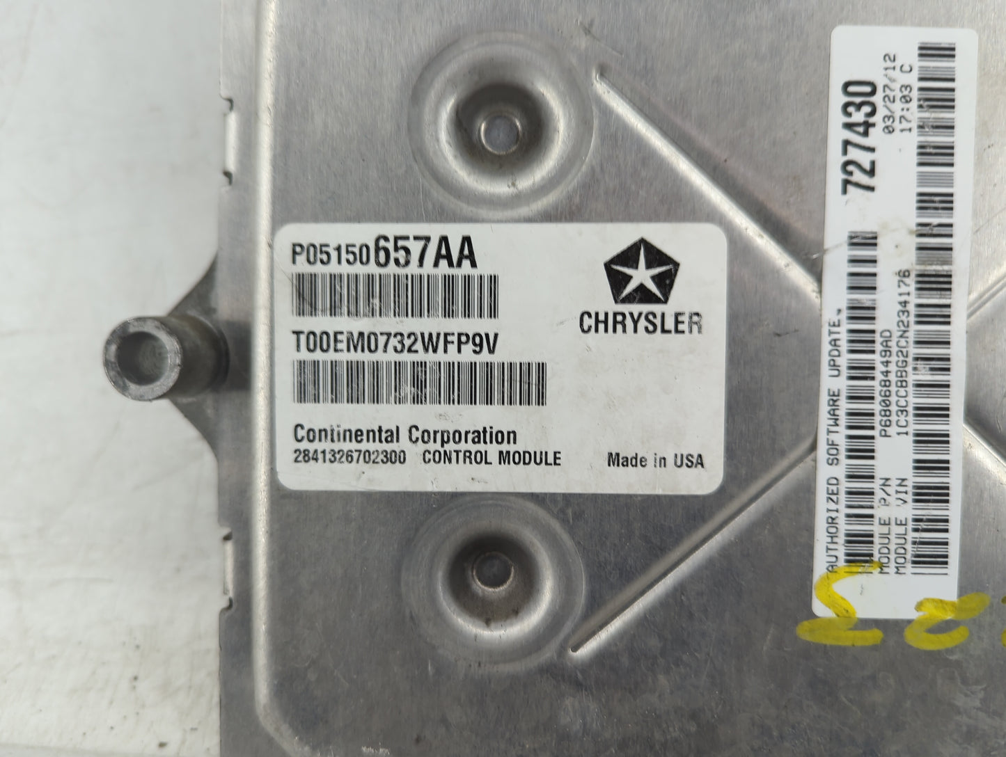 2012 Dodge Avenger PCM Engine Control Computer ECU ECM PCU OEM P/N:P05150657AA Fits OEM Used Auto Parts - Oemusedautoparts1.