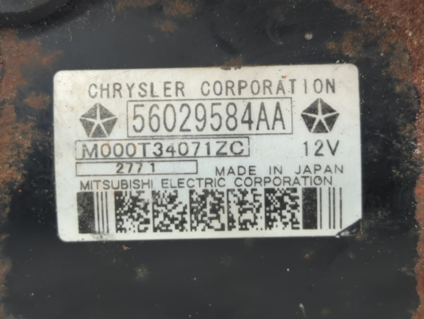 2012 Dodge Avenger Car Starter Motor Solenoid OEM P/N:M000T34071ZC 56029584AA Fits OEM Used Auto Parts - Oemusedautoparts1.c