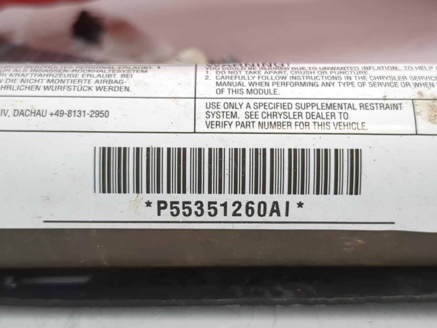 2011-2014 Dodge Avenger Passenger Curtain Air Bag Oem - Oemusedautoparts1.com