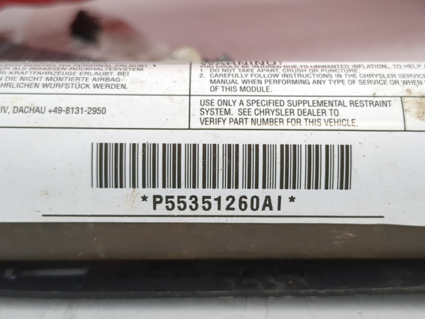 2011-2014 Dodge Avenger Passenger Curtain Air Bag Oem - Oemusedautoparts1.com